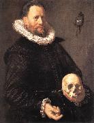HALS, Frans Portrait of a Man Holding a Skull s oil painting reproduction